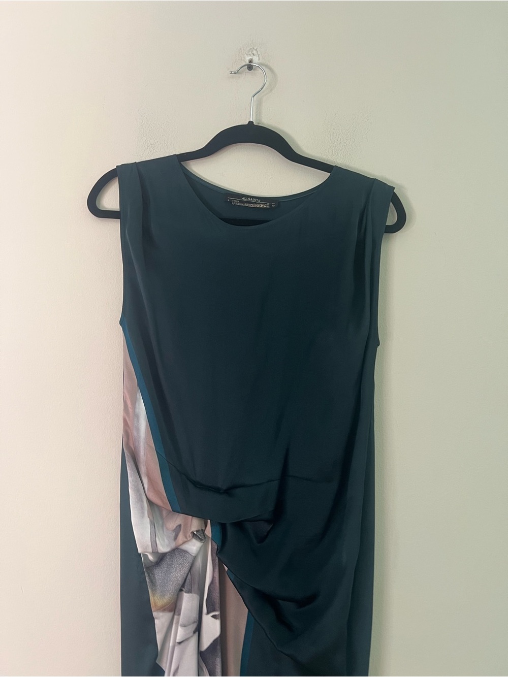All Saints woman’s 100 % silk Sleeveless Midi Dress with Pink Draped Detail - Picture 7 of 11